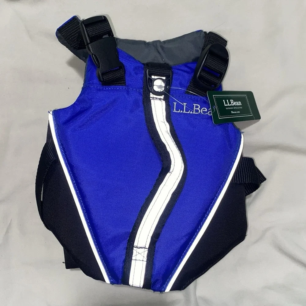 LL Bean Dog Flotation Device Life Jacket PFD Blue Nylon Pet Swim Safety Vest NWT